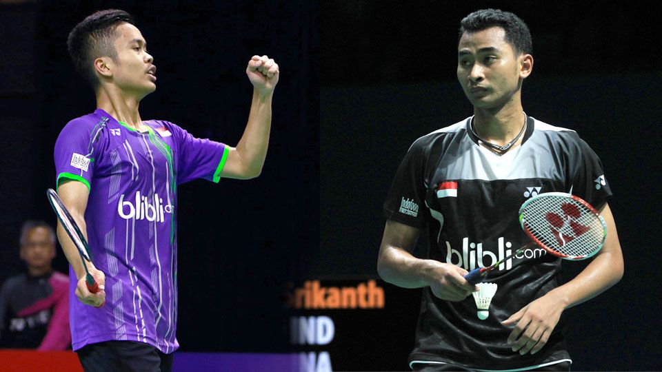 Tunggal putri andalan Indonesia, Anthony Ginting dan Tommy Sugiarto. Copyright: © Getty Images